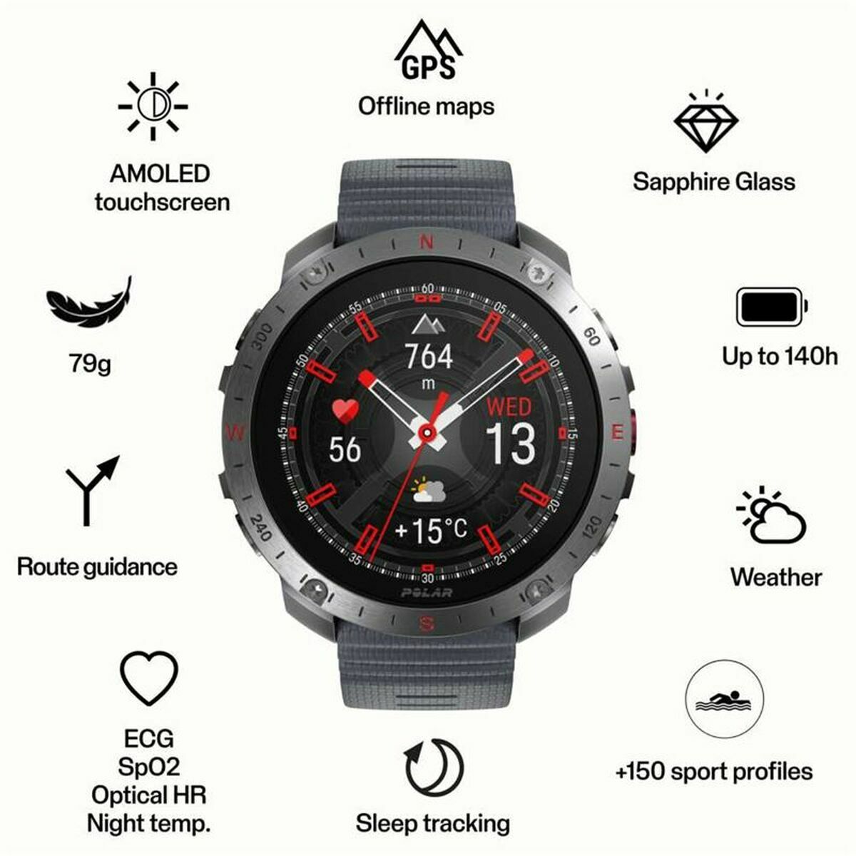 Men's Watch Polar 900110287 Grey 1,39"