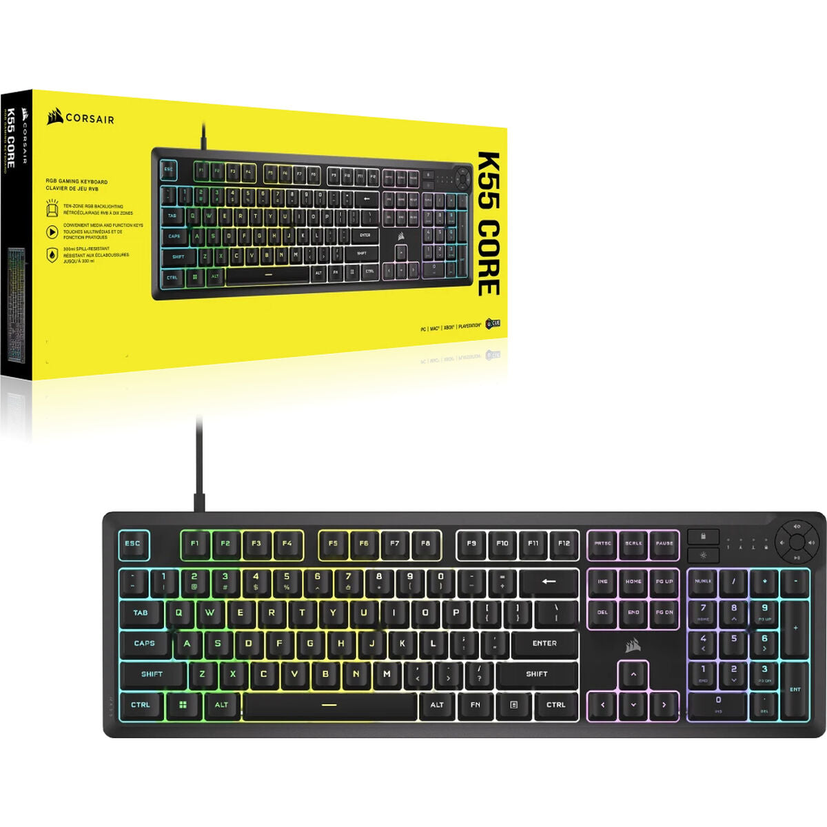 Keyboard Corsair K55 CORE CH-9226C65-PT Black Azerty French