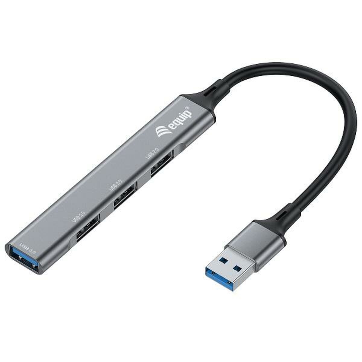 4-Port USB Hub Equip 12896007101 Aluminium