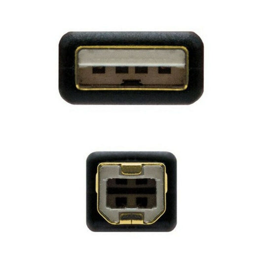 USB 2.0 A to USB B Cable NANOCABLE 10.01.120 Black