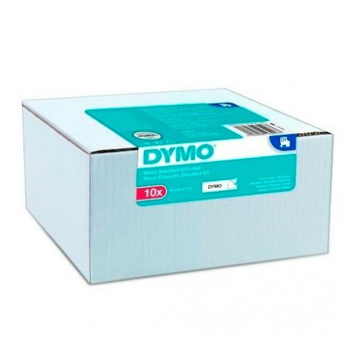 Laminated Tape for Labelling Machines Dymo White Black Self-adhesives 10 Pieces (12 Units)