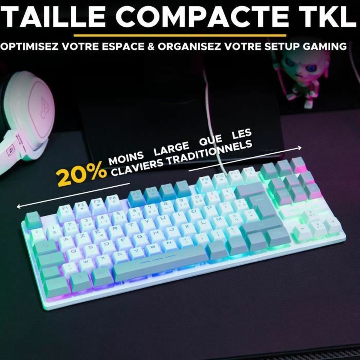 Keyboard The G-Lab KEYZ CAESIUM Grey Azerty French