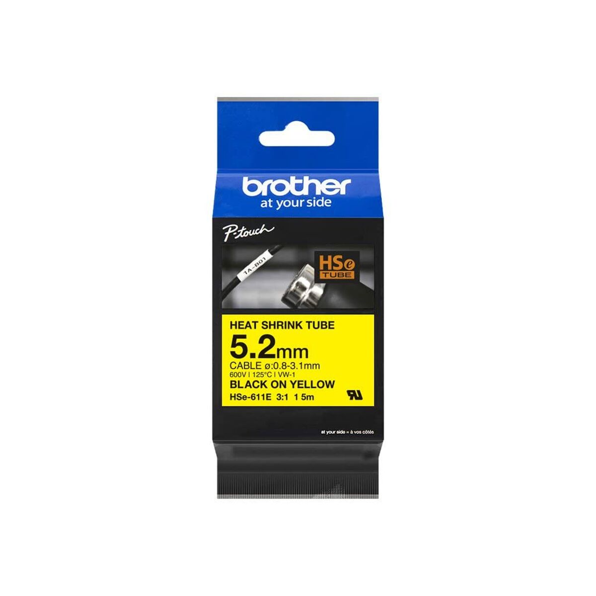 Laminated Tape for Labelling Machines Brother HSE611E Black Multicolour (1 Unit)