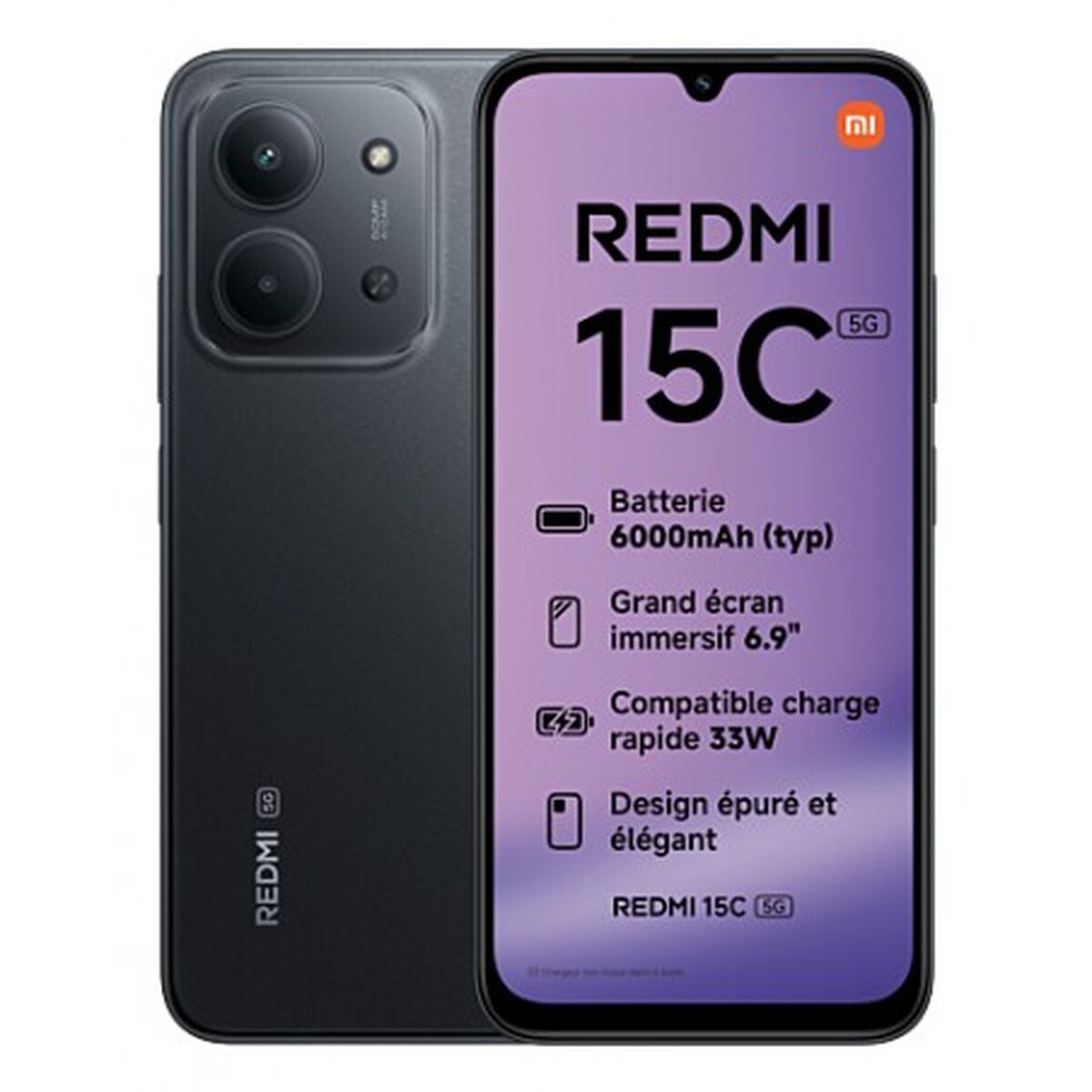Smartphone Xiaomi REDMI 15C 5G 4-256 BK 6,9" 8 GB RAM 4 GB RAM 256 GB Black