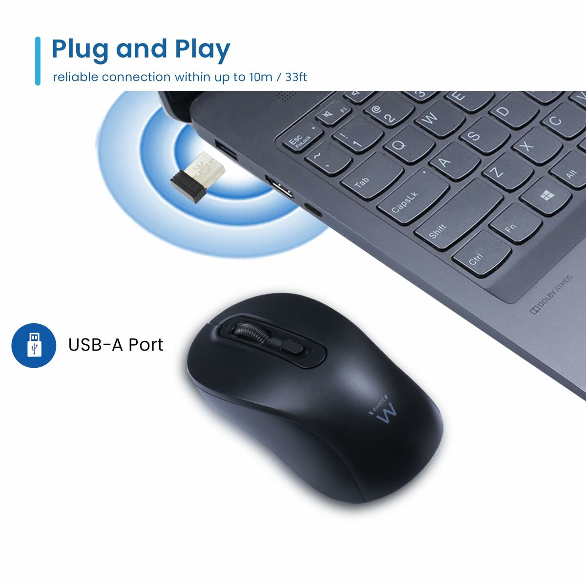 Mouse Ewent EW3218 Black 1600 dpi