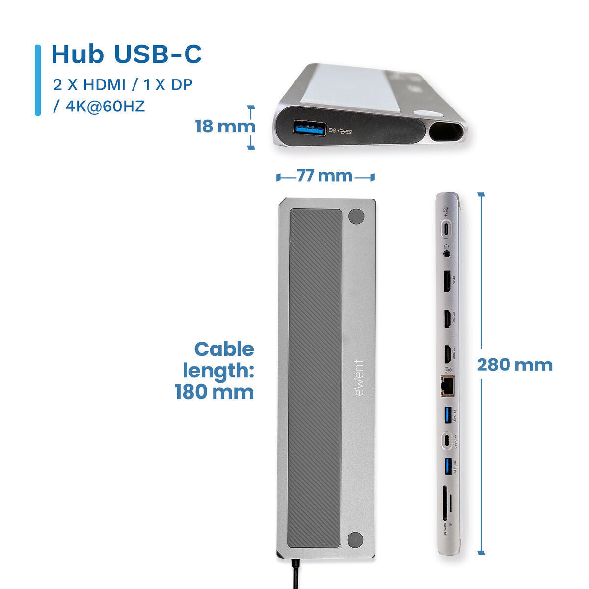 USB Hub Ewent EW1150 Grey