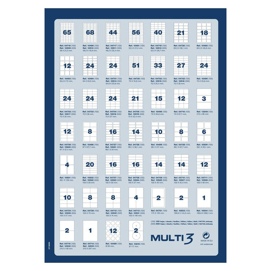 Adhesive labels MULTI 3 White Upright 500 Sheets 70 x 42,4 mm (24 Units)