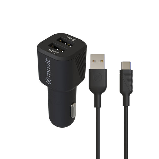 Car Charger Muvit for Change 1,2 m Black