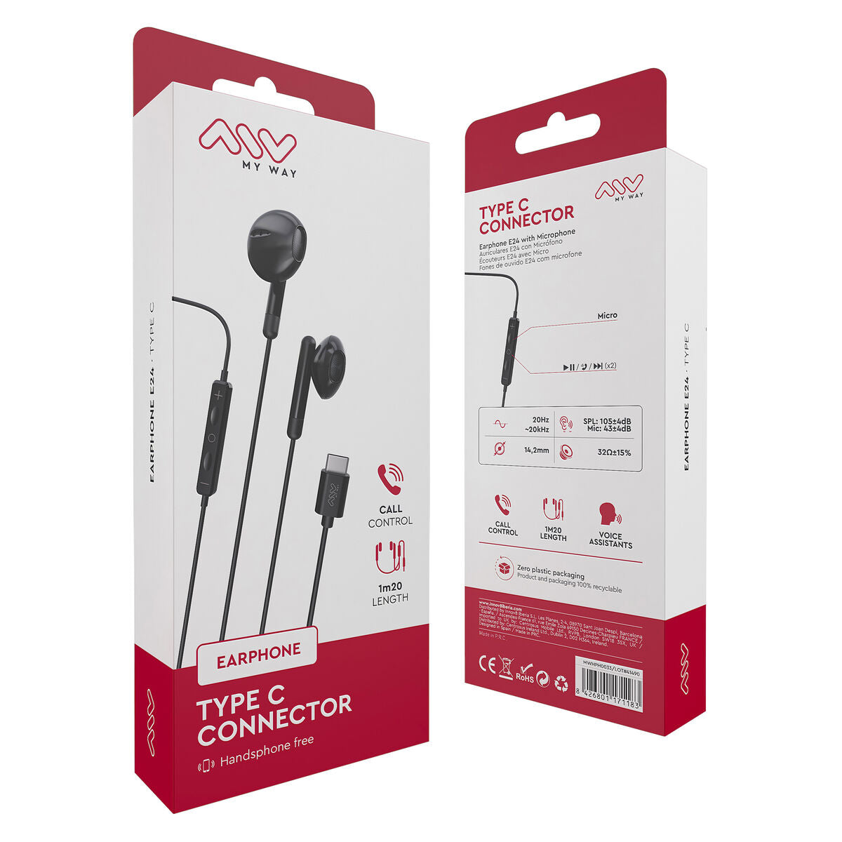 Headphones with Microphone Myway Black
