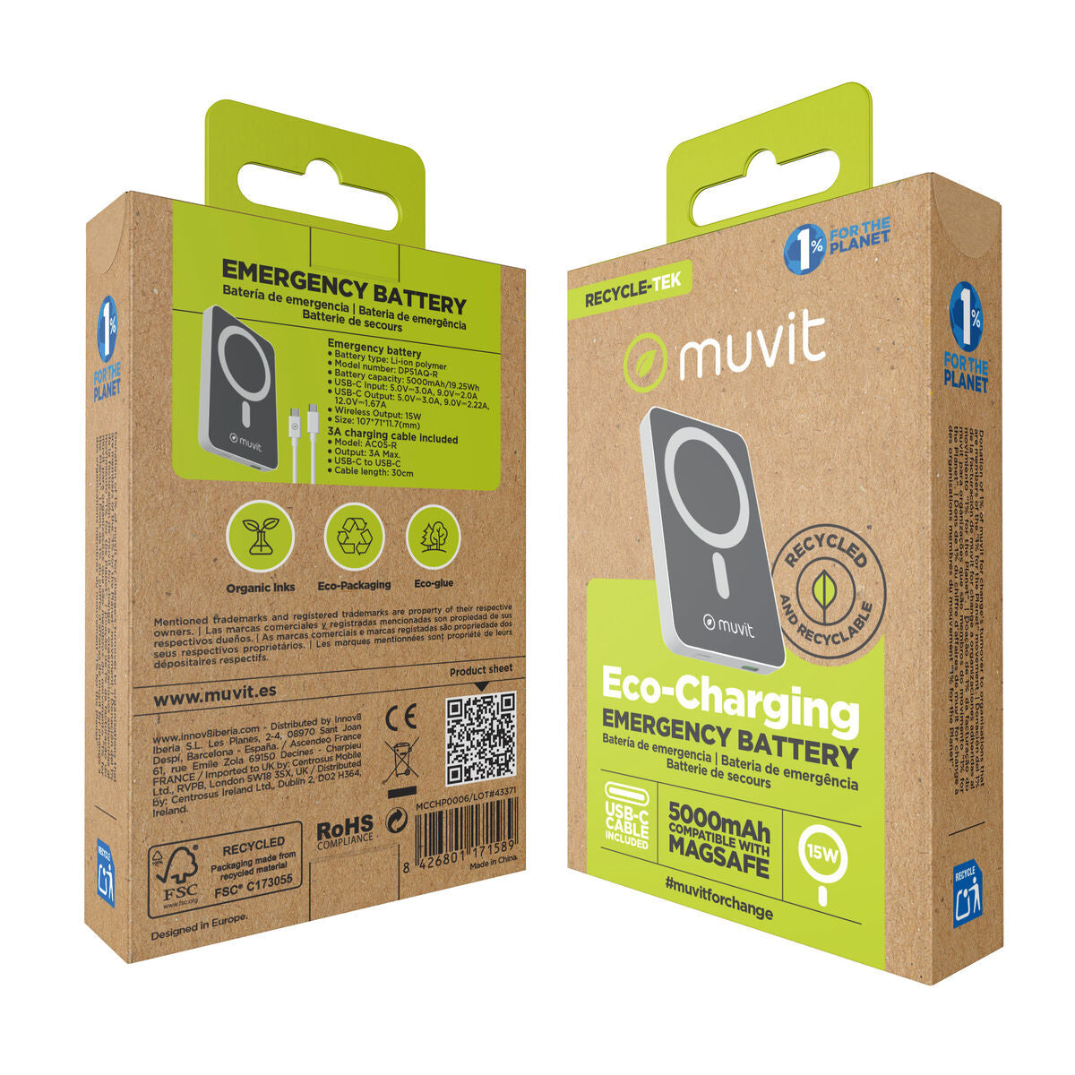 Powerbank Muvit for Change DP51AQ-R White 5000 mAh