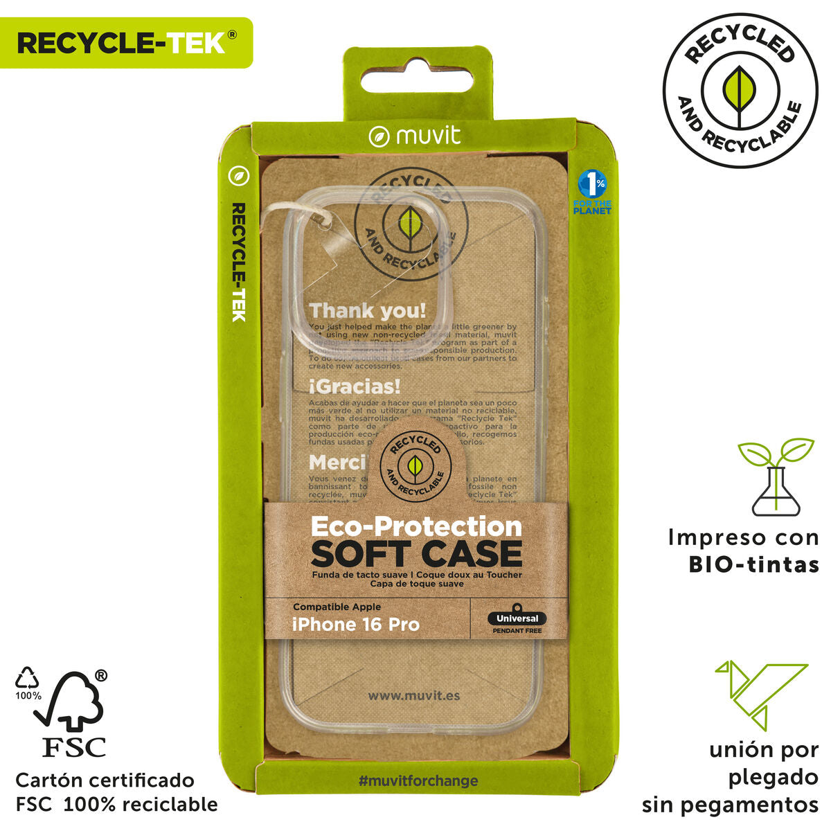 Mobile cover Muvit for Change iPhone16 Pro