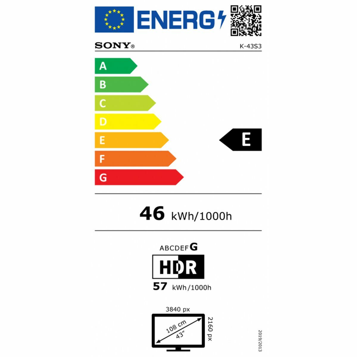 Smart TV Sony K43S35BP    43 43" 4K Ultra HD LED HDR Dolby Vision